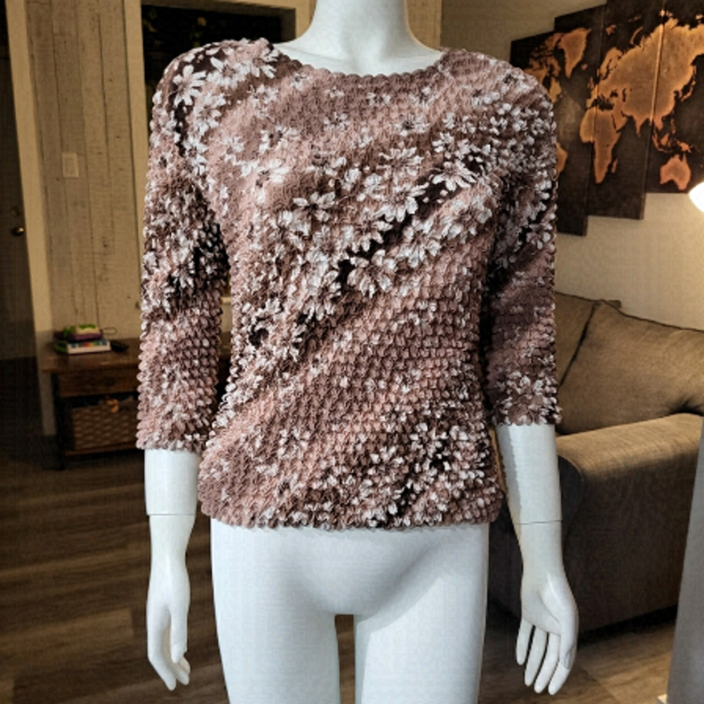 FASIONABLE - Vintage Floral Elegant Stretch 3/4 Long sleeves